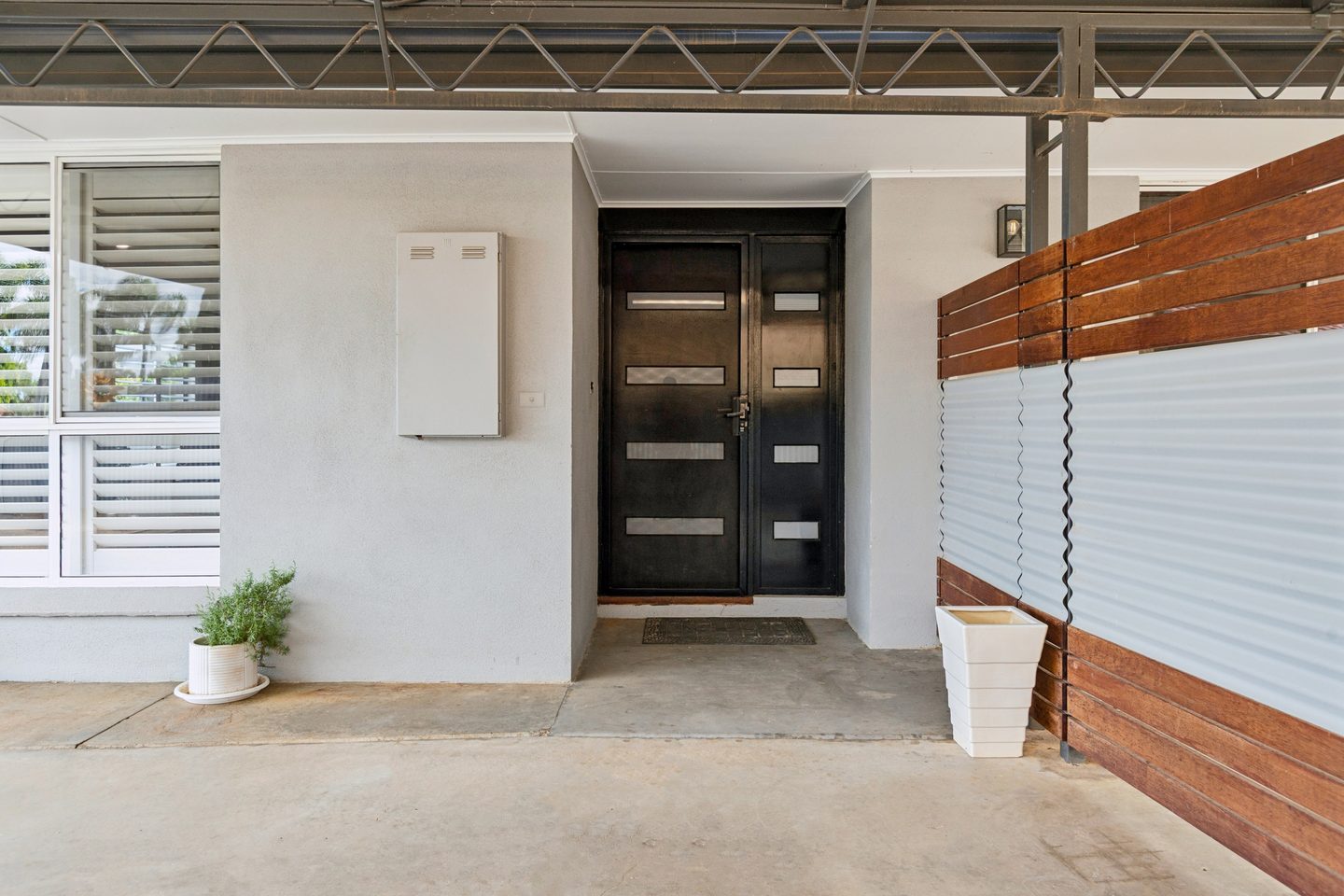 The sheltered front entrance