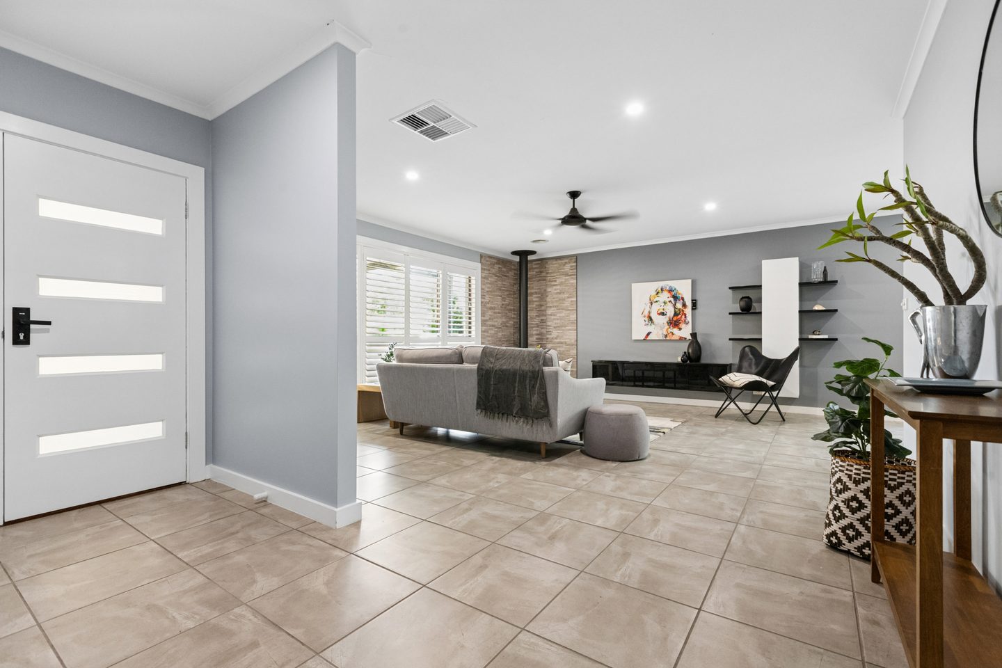 Looking from the entrance into the living room