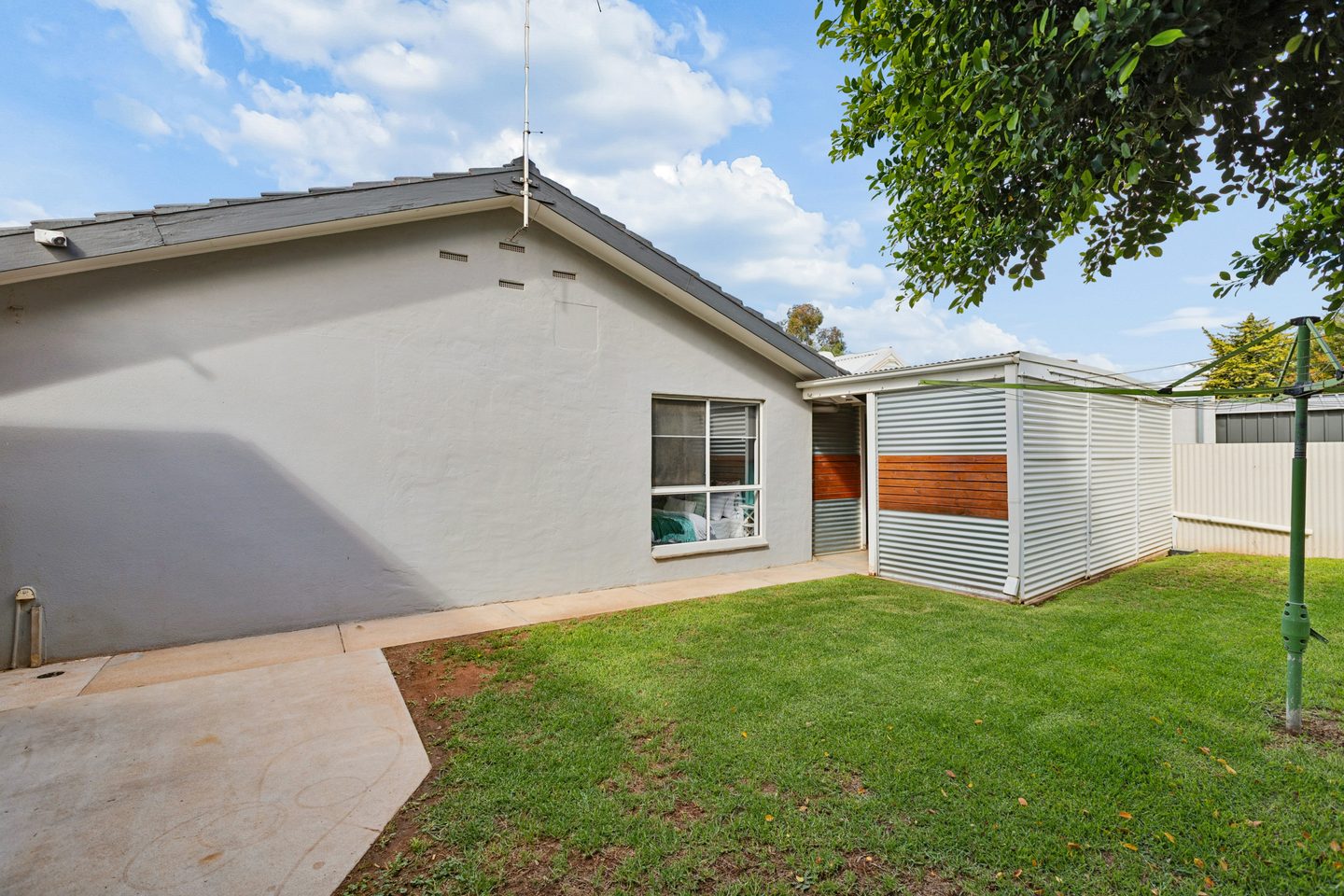 Rear of the house and backyard lawn